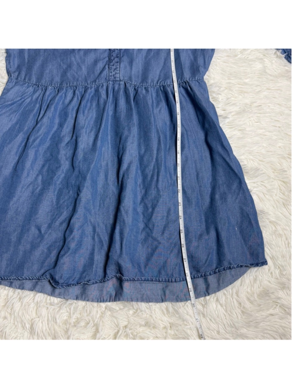 Denim Chambray Boho Peasant dress Bell Sleeve Cottagecore Size Small - Picture 5 of 7